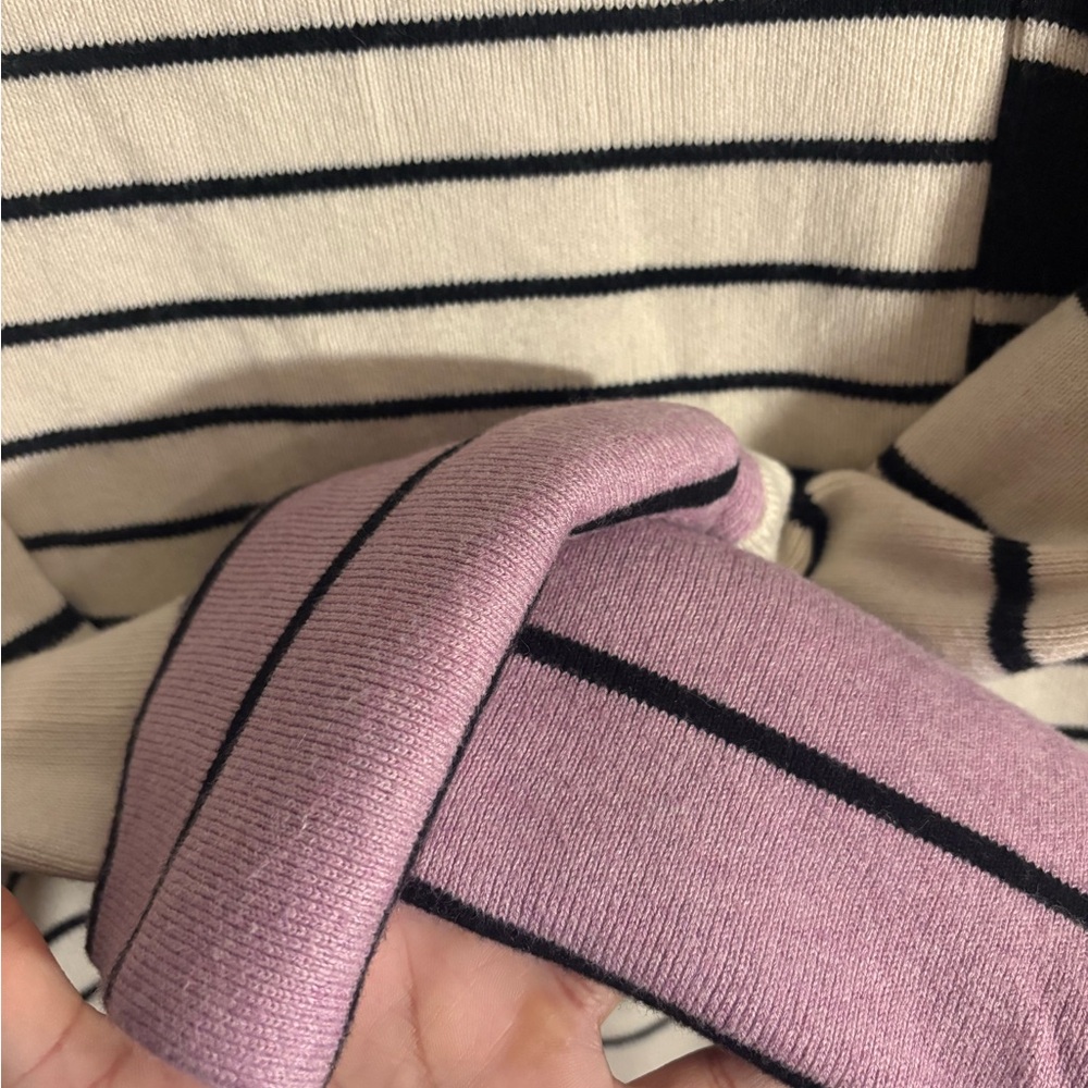 Anthropologie Black, White and purple striped sweater - Picture 4 of 5